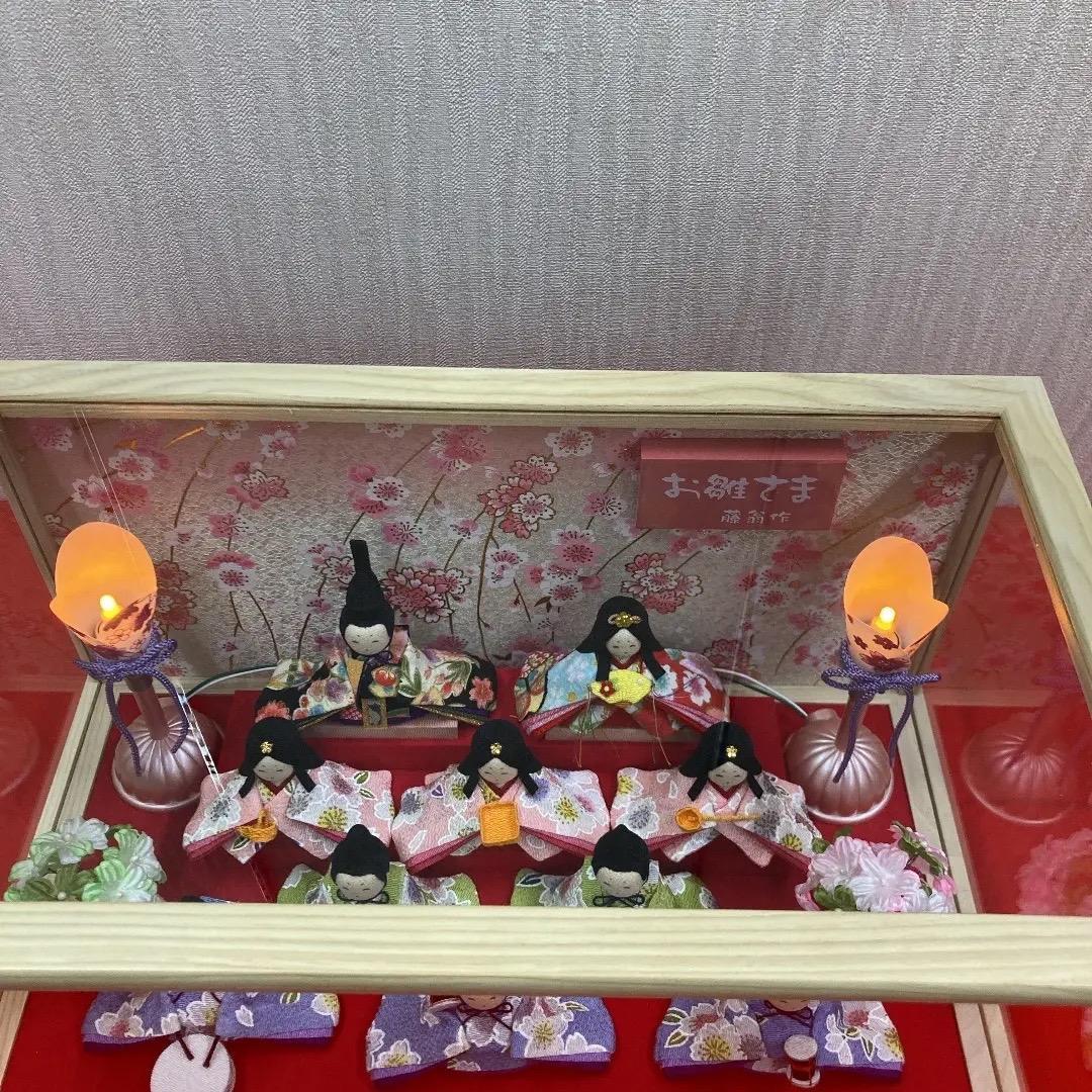 K3 わらべ10人飾り　アクリルケース入り　ほほえみ　雛ケース　雛人形ケース入り
