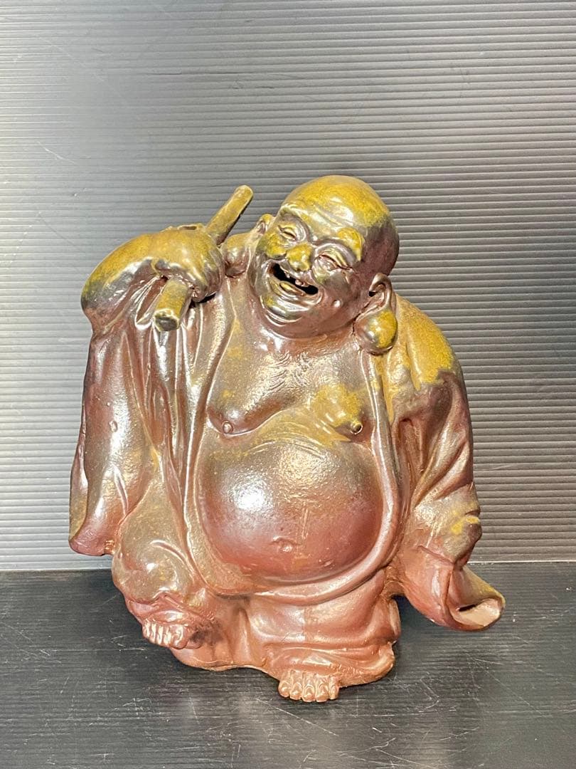 Green 備前焼 木村陶雲 置物 2点 布袋　備前