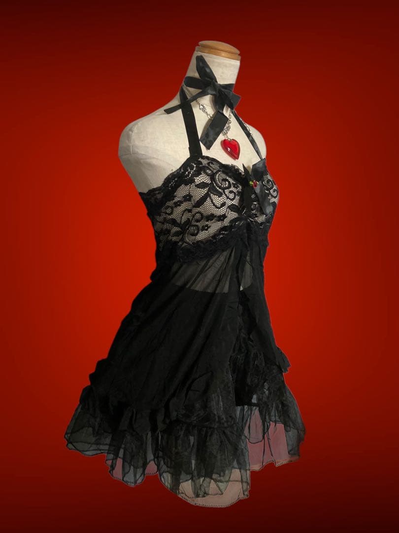 レア00s薔薇黒ゴシックレース姫ギャルy2kフェアリーグランジキャミランジェリー