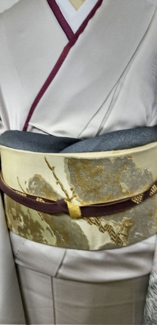 高級付け下げ、シルバー、山水柄、未使用