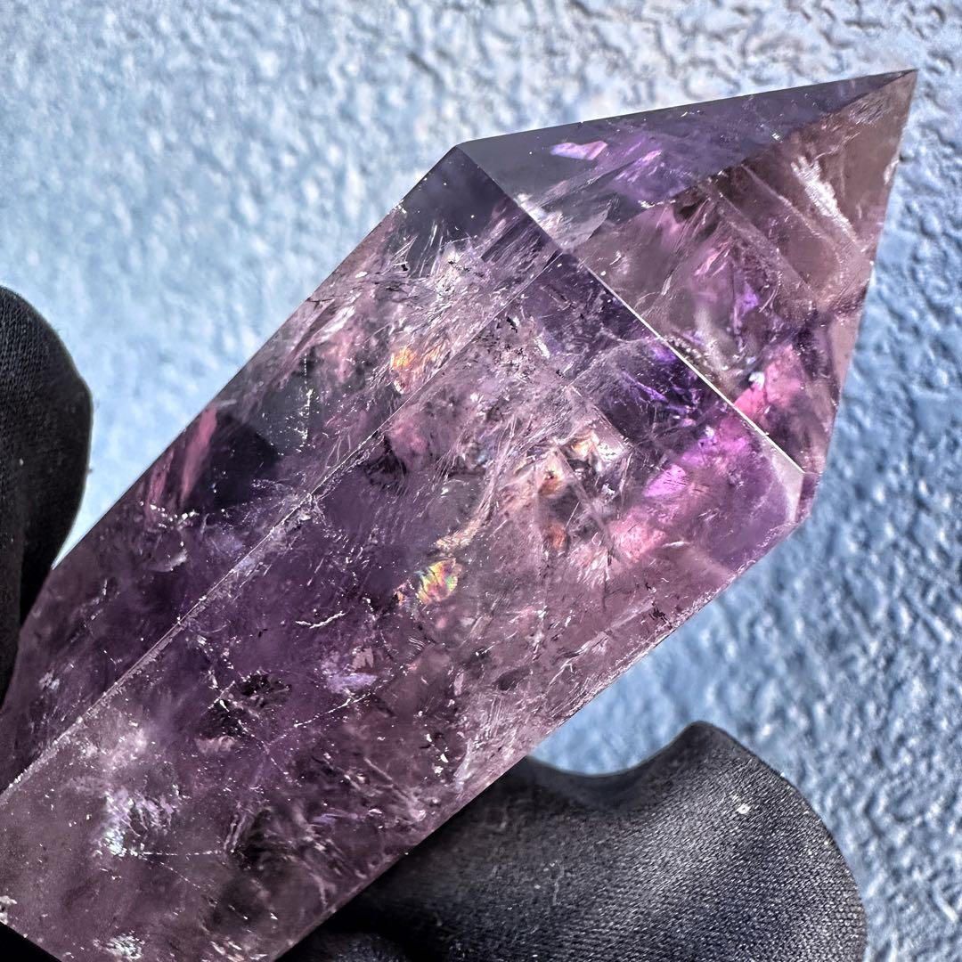 高品質❗️レインボー☆アメジスト 六角柱 パワーストーン天然石 原石A1198