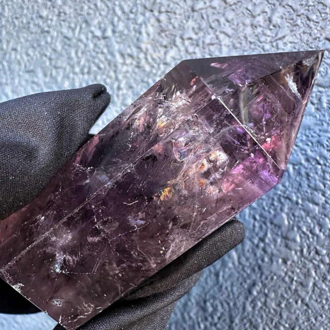 高品質❗️レインボー☆アメジスト 六角柱 パワーストーン天然石 原石A1198