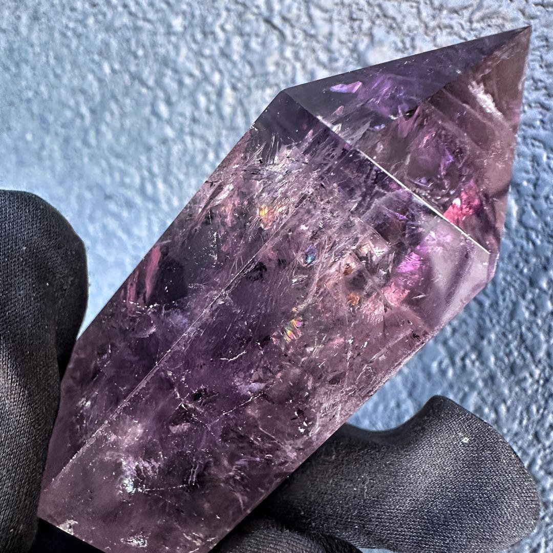 高品質❗️レインボー☆アメジスト 六角柱 パワーストーン天然石 原石A1198