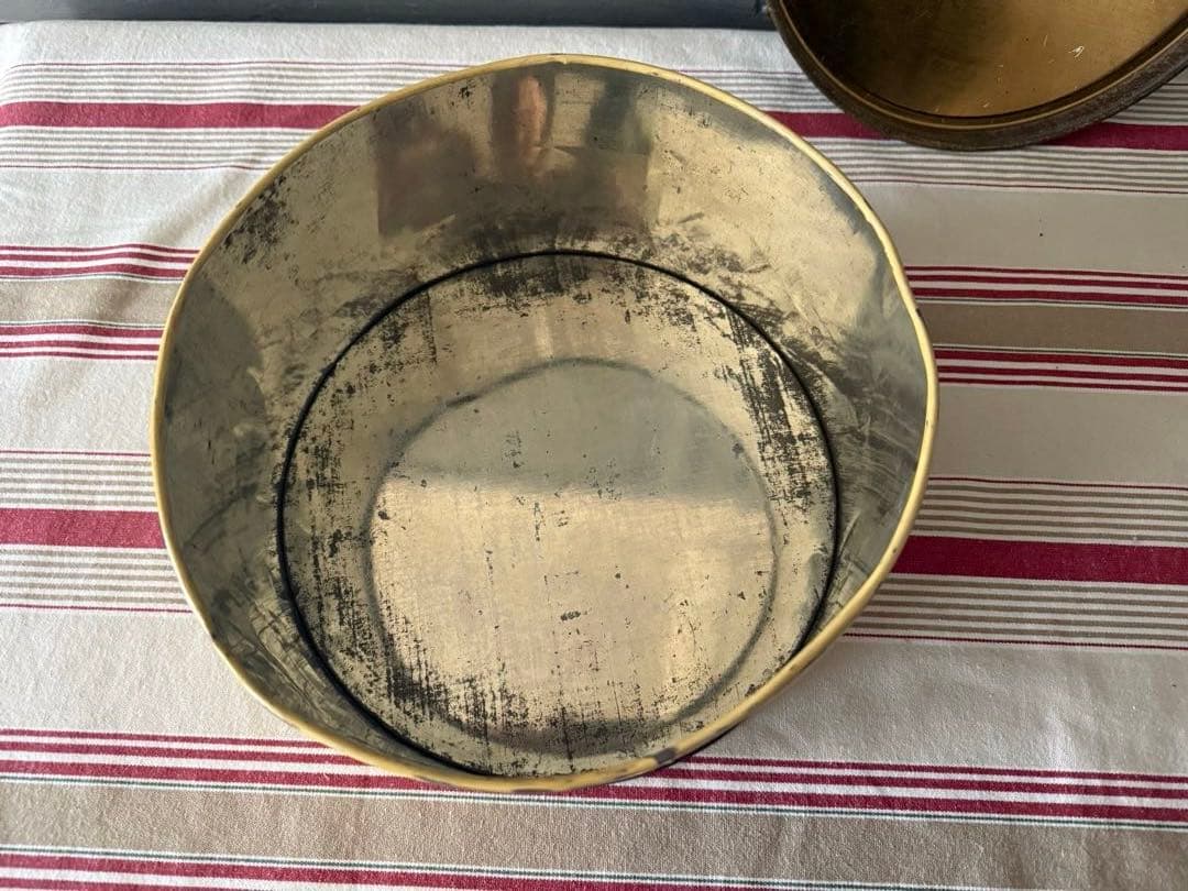 アンティーク ケーキ缶 イエロー &グリーン