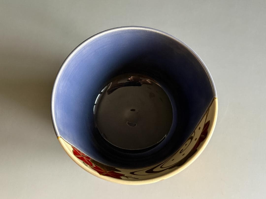 中村翠嵐　紺紫交趾　紅葉　茶碗　茶道具