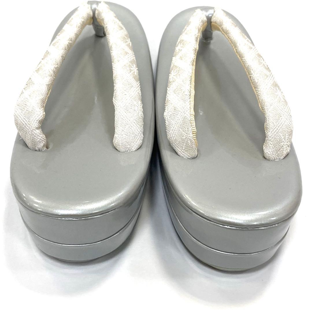 ☆新品未使用☆礼装用佐賀錦シルバー系草履バッグセット　フリーサイズ　N50