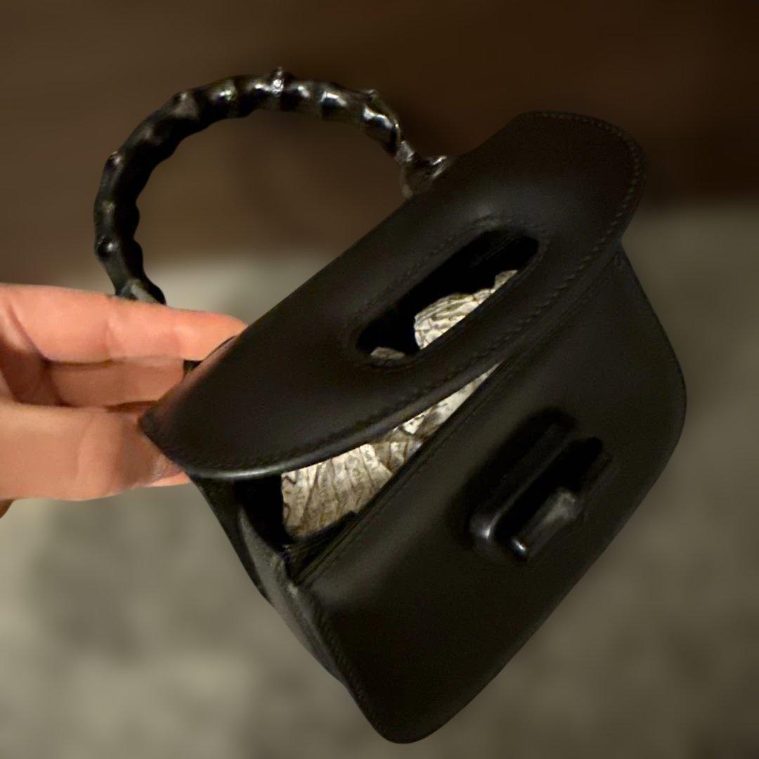 GUCCI バンブー　ブラック ハンドバッグ