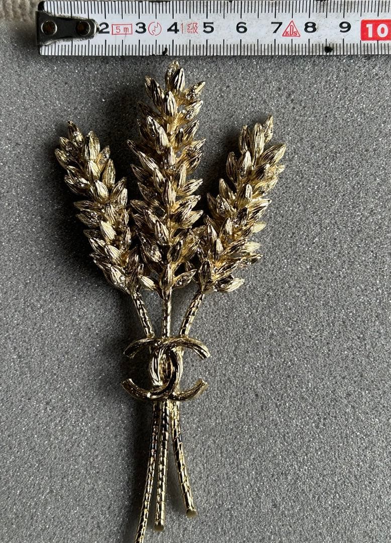 Ｙs　美品　CHANEL ゴールド 稲穂モチーフブローチ 希少　14cm