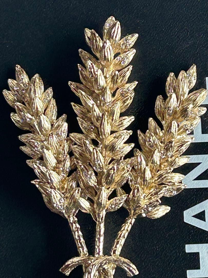 Ｙs　美品　CHANEL ゴールド 稲穂モチーフブローチ 希少　14cm