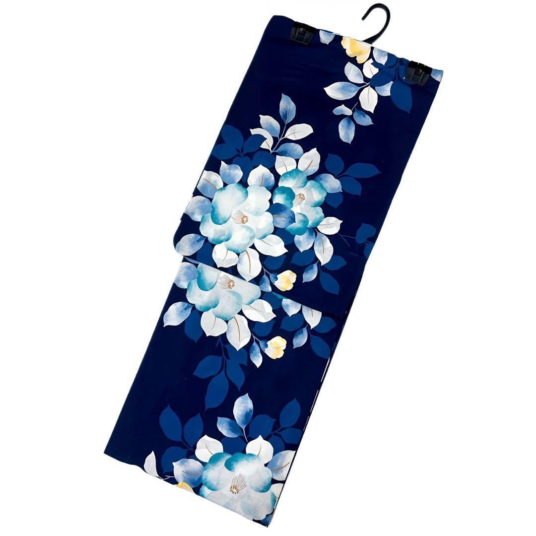 帯板＋ 下駄なし　　新作 浴衣ジェンヌ 浴衣3点セット 作り帯び 紺 ゆかた