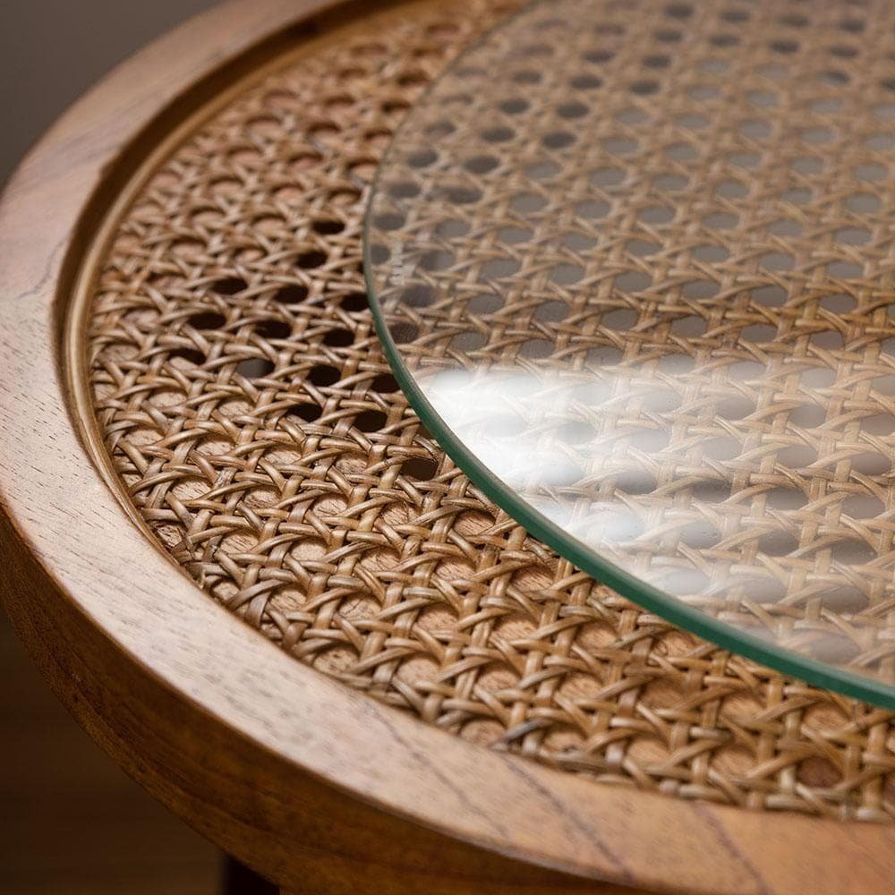 新品 送料込み ラタン ラウンド サイドテーブル S 35×45cm