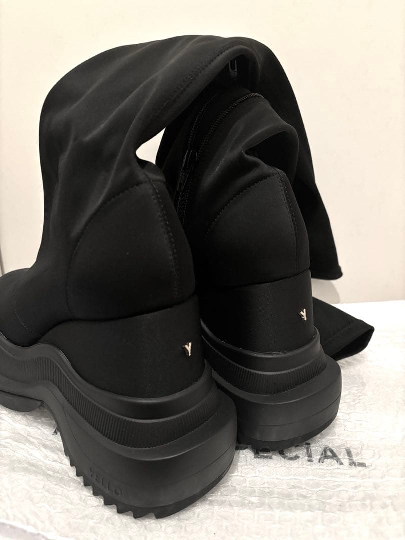【YELLO】BLACK DOUBLE SNEAKER LONG BOOTS