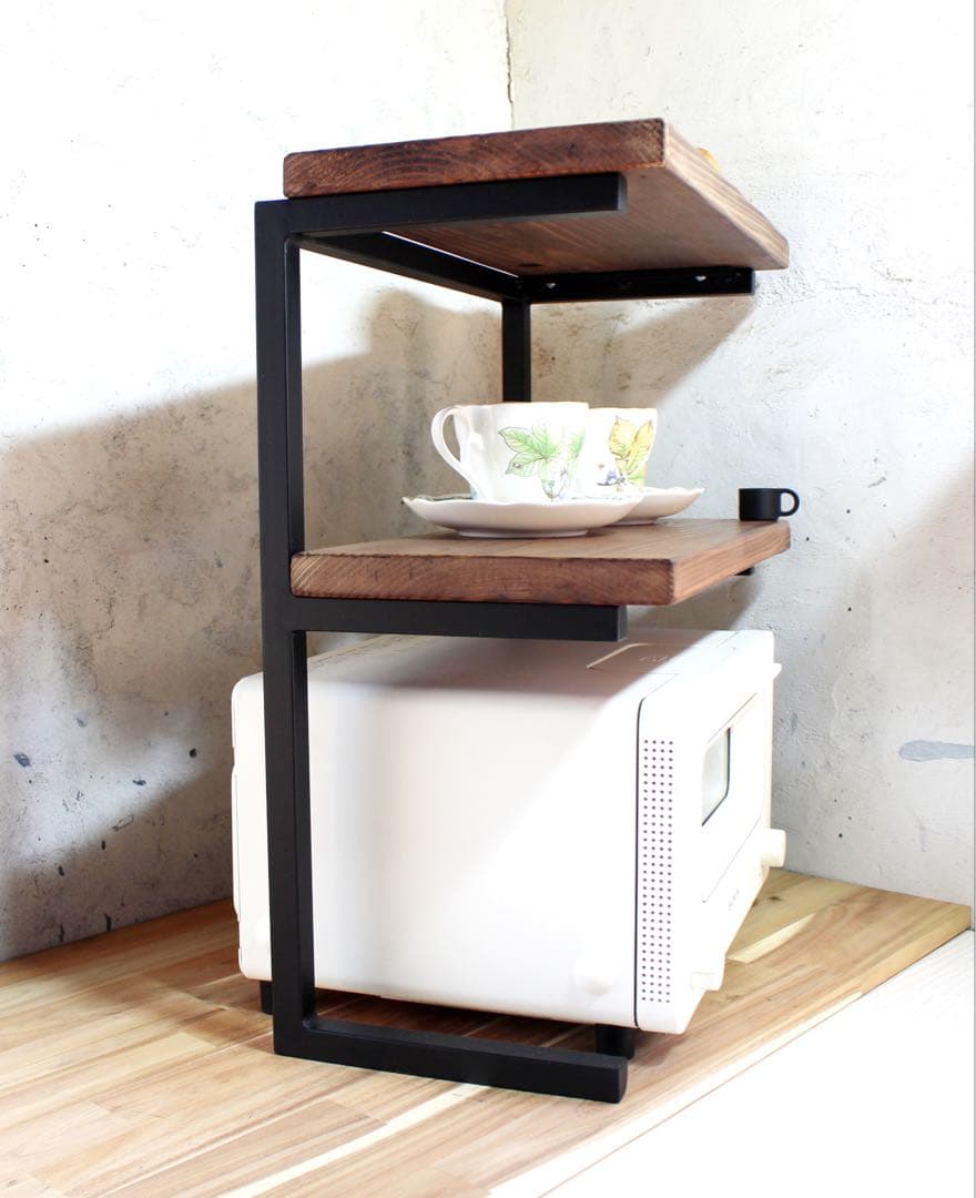 アイアン2段トースターラック、角パイプ仕様