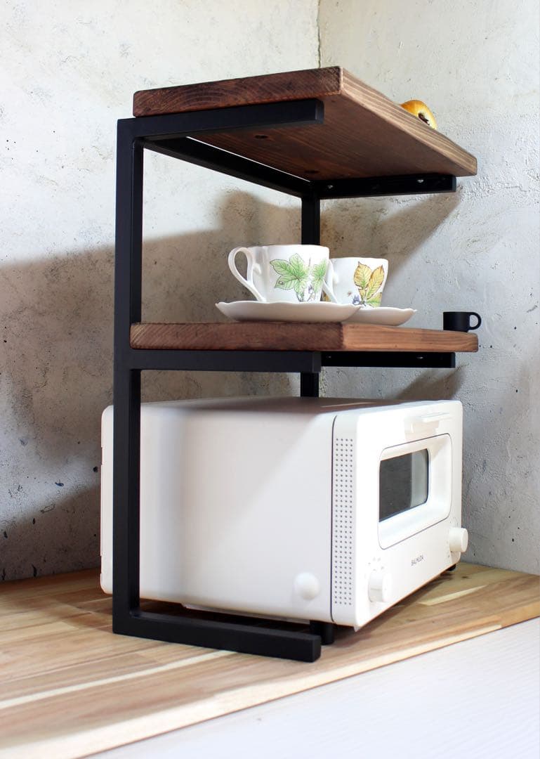 アイアン2段トースターラック、角パイプ仕様