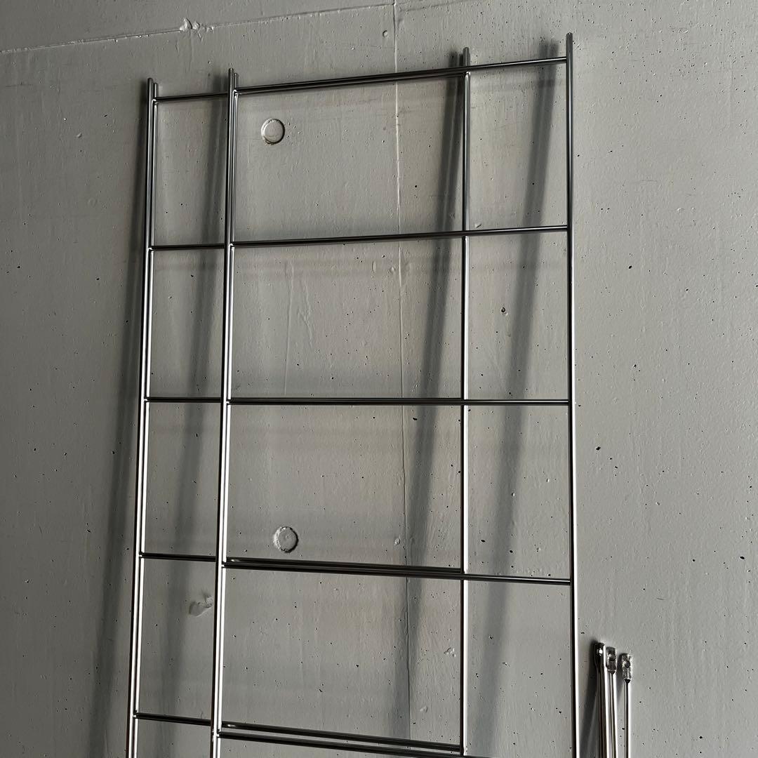 美品★無印 ステンレスユニットシェルフ　ウォールナット材棚セット・バスケット付