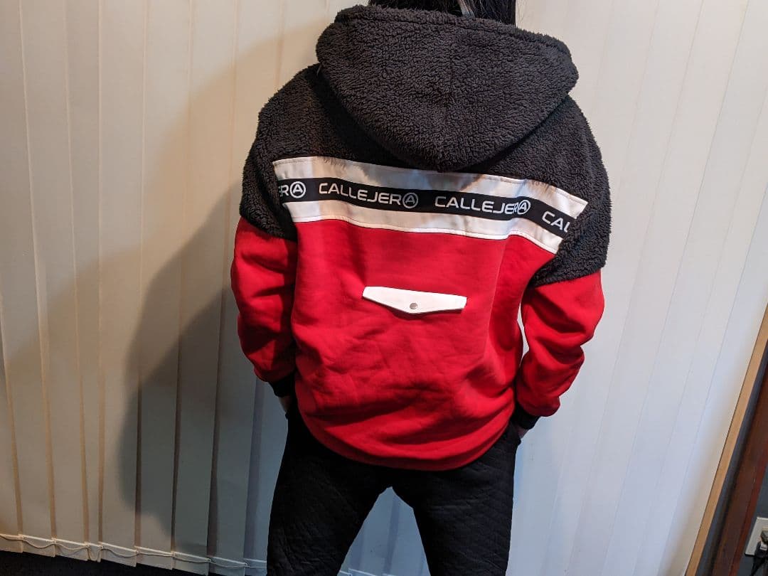 カジェヘラ　切替　ボア　ハーフジップ　パーカー　スウェット　ゴルフ　ウェア　黒