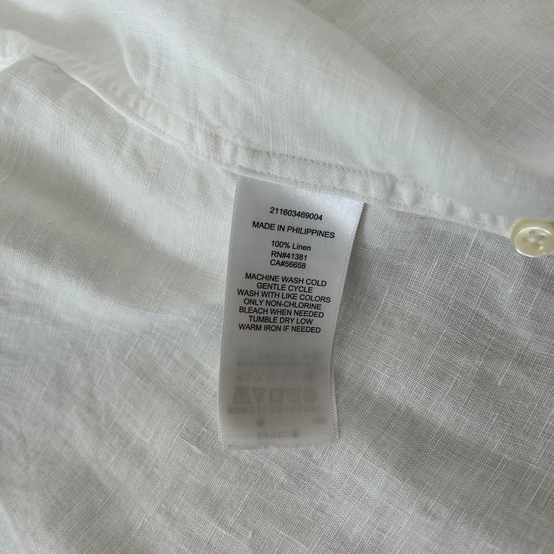 ラルフローレン 長袖 リネンシャツ 白 XS ボタンダウン ポニー刺繍