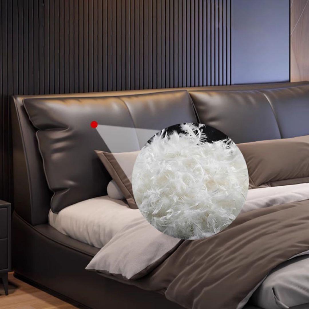 ラグジュアリー ベッド クイーンサイズ ブラックレザー デザイナーズ