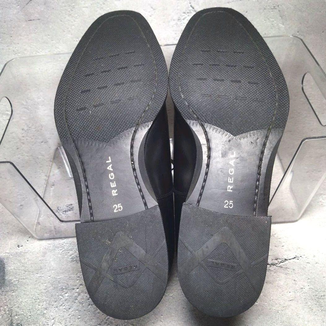 人気定番デザイン 未使用級 REGAL【25】 ストレートチップ サイドゴア 黒