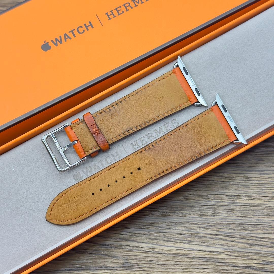2747 Apple Watch エルメス　オレンジ　エプソンフー　レザーバンド