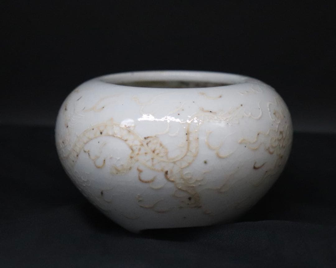 中国　明時代　龍紋　白磁香炉　アンティーク　送料込み260131