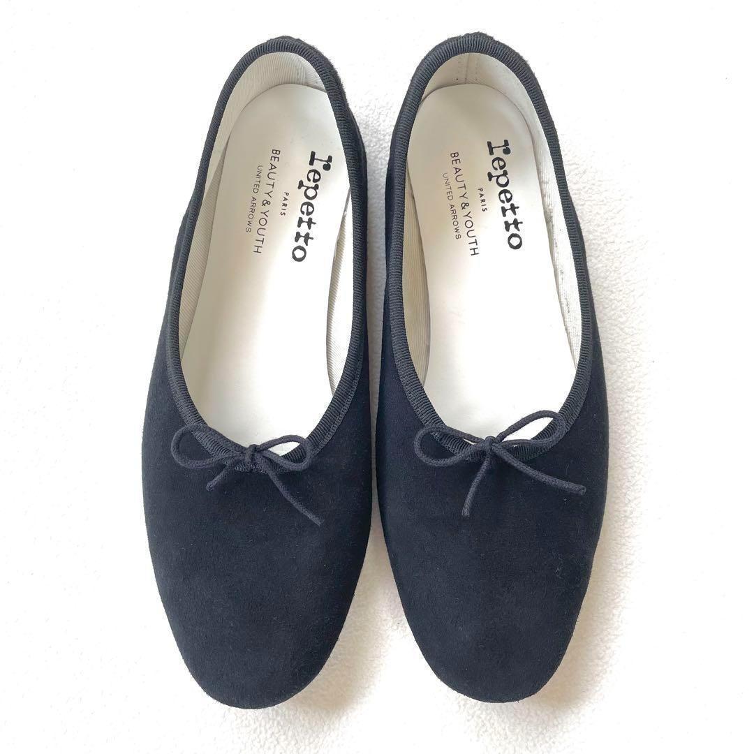 極美品✨レペット ユナイテッドアローズ フラット ベルベット ブラック リボン