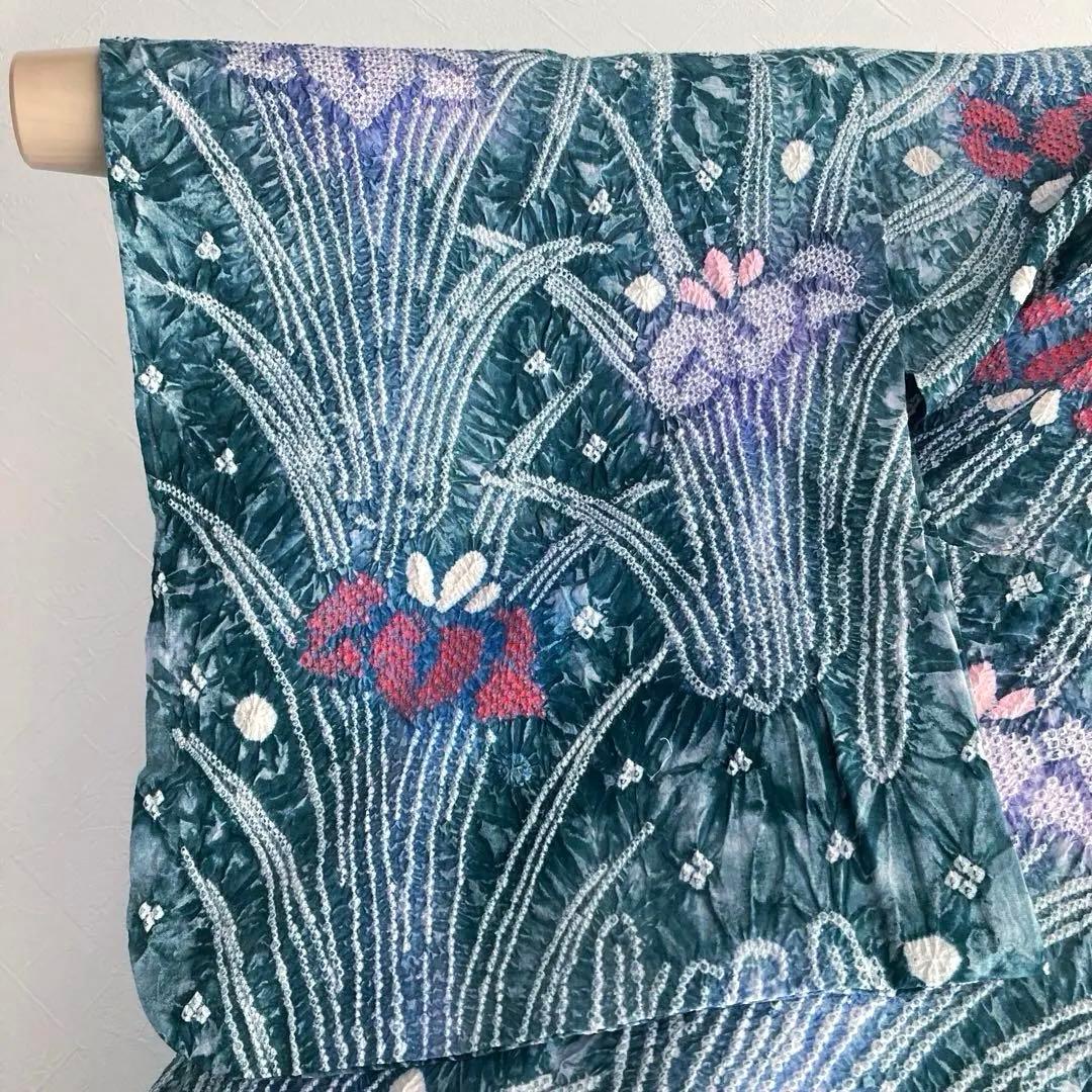 Pearlさま専用 有松絞り浴衣・有松鳴海絞り浴衣　燻んだグリーン　No7-22