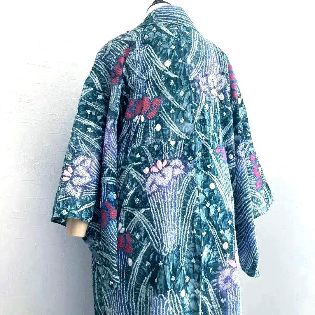 Pearlさま専用 有松絞り浴衣・有松鳴海絞り浴衣　燻んだグリーン　No7-22