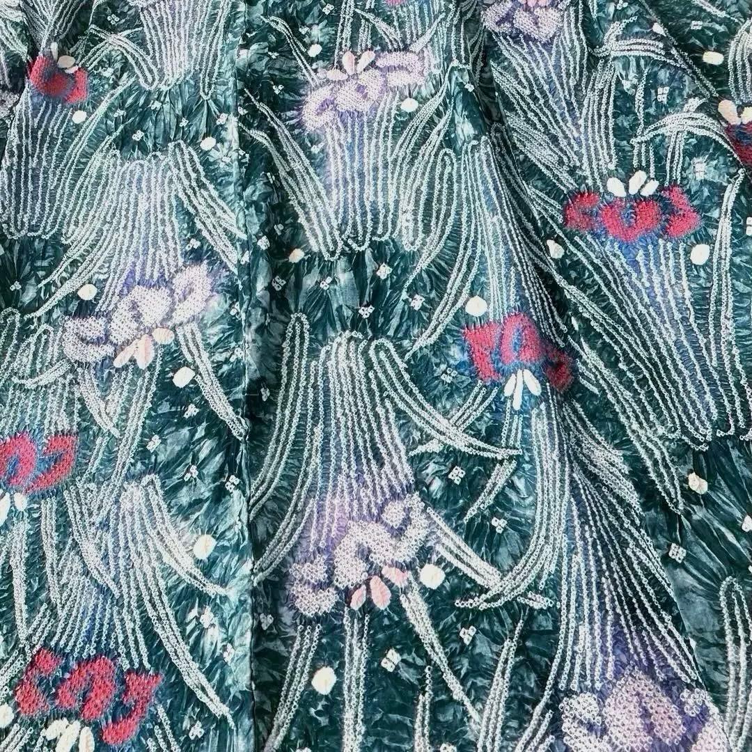 Pearlさま専用 有松絞り浴衣・有松鳴海絞り浴衣　燻んだグリーン　No7-22