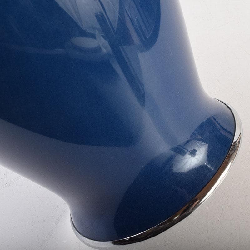 七宝焼　紺釉　四君子文　花瓶　共箱　F　R9167