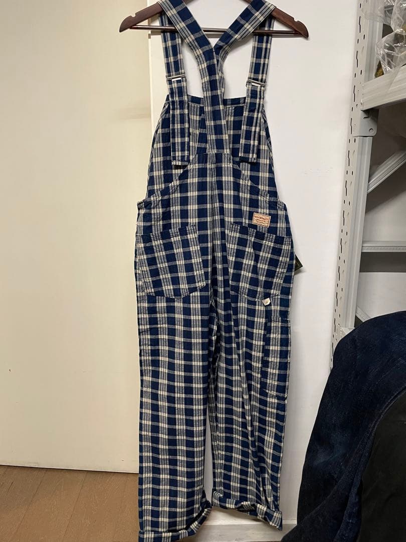 新品sunsurf Union Supplyパラカチェックオーバーオールパンツ