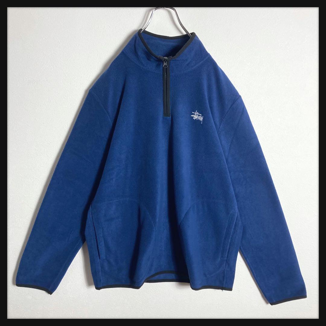 【希少モデル】ステューシー ワンポイント刺繍ロゴ ハーフジップフリース 入手困難