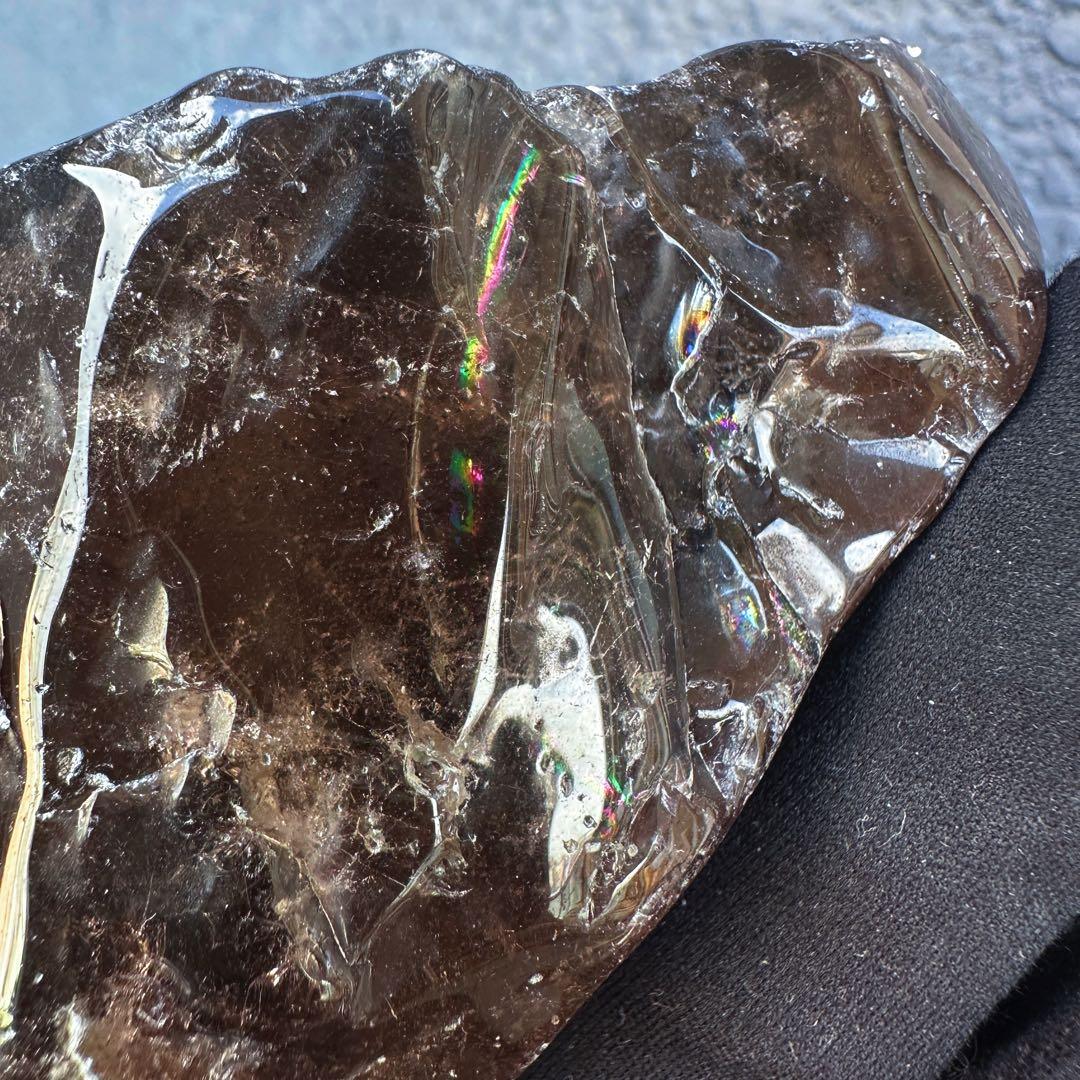 【金運☆魔除】レインボー☆スモーキークォーツ☆天然石フリーフォーム原石A1496