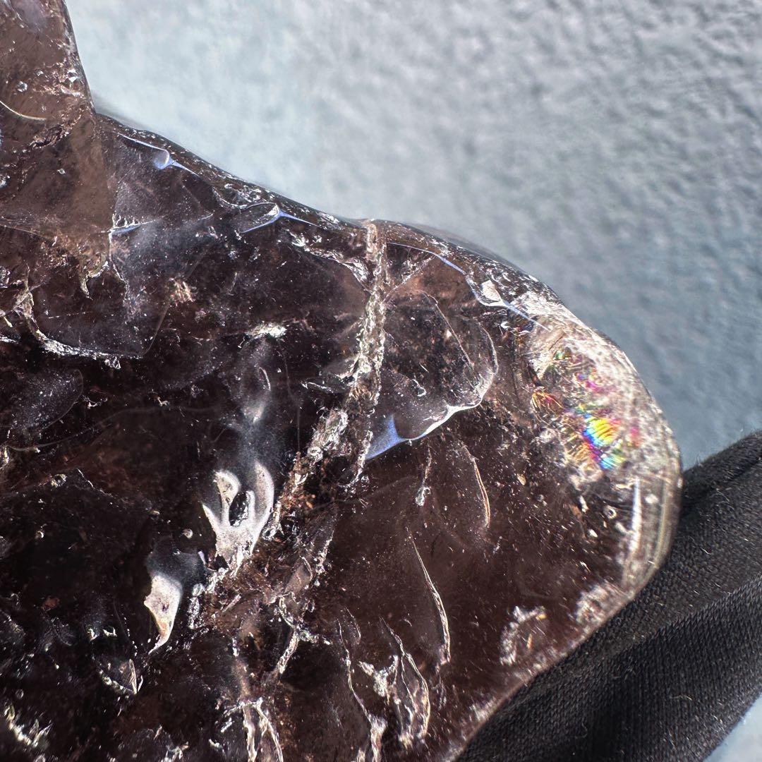 【金運☆魔除】レインボー☆スモーキークォーツ☆天然石フリーフォーム原石A1496