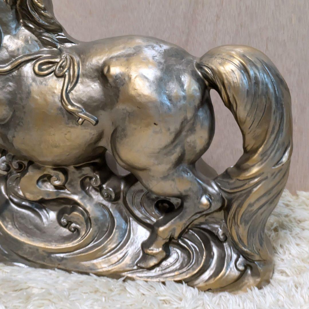 【新品未使用】繁栄招福置物 馬置物 開運 風水 縁起物 陶器 立ち馬 とこなめ焼