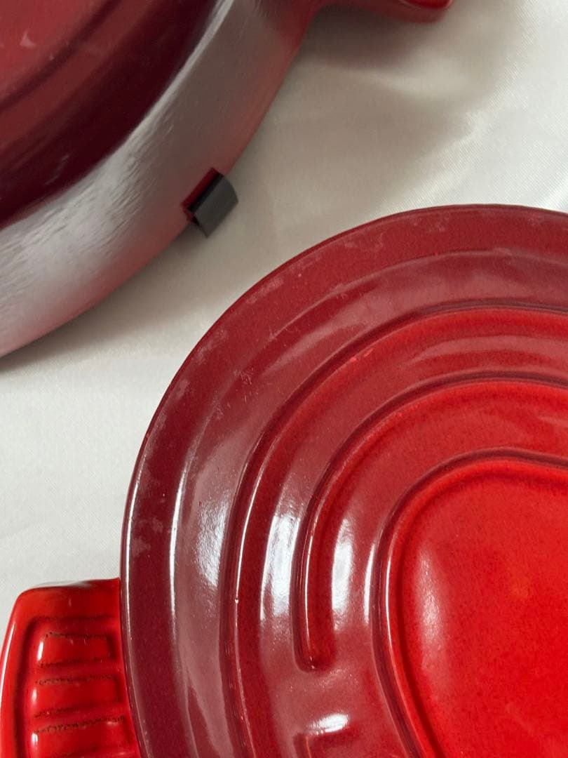 ル・クルーゼ　ココット・ダムール ハート型 鋳鉄鍋 浅深2点セット 蓋は共通