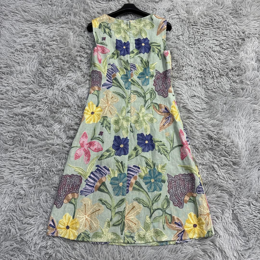 未使用✨希少✨シビラ フラワー刺繍フレアワンピース リネン 総柄 ノースリーブ