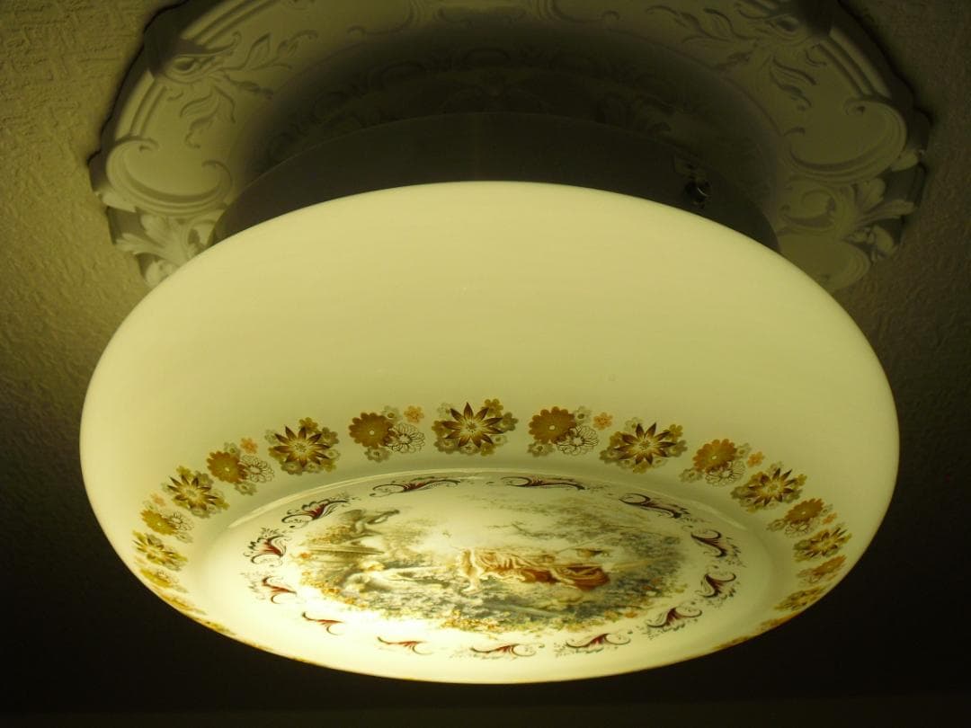 フランスアンティーク☆天井照明器具☆名画 フラゴナール「ぶらんこ」直径36㎝