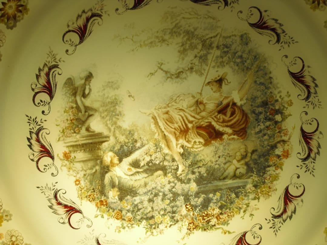 フランスアンティーク☆天井照明器具☆名画 フラゴナール「ぶらんこ」直径36㎝