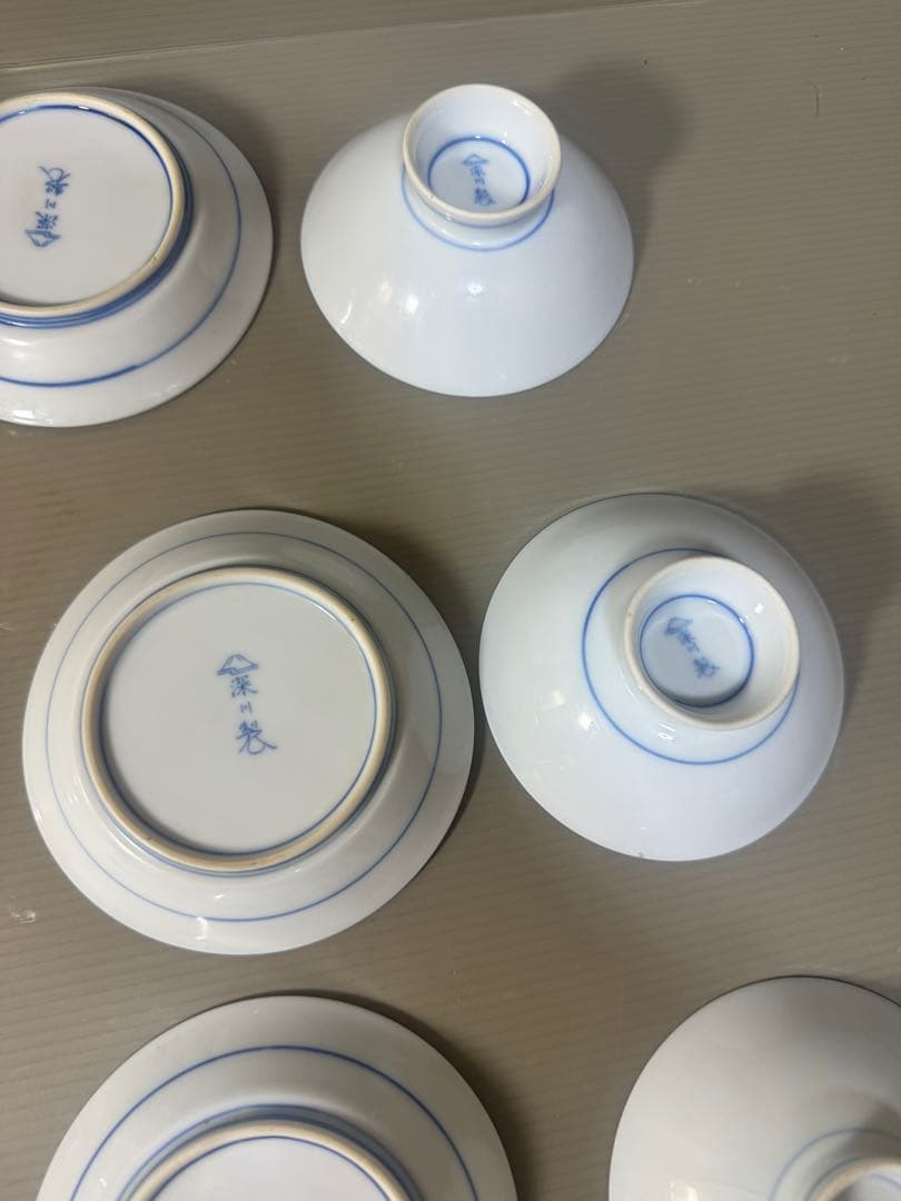 2641 深川製磁　牡丹金ミル　小皿9客　小鉢3客　金彩