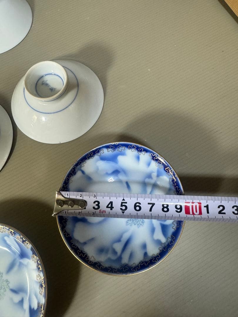 2641 深川製磁　牡丹金ミル　小皿9客　小鉢3客　金彩