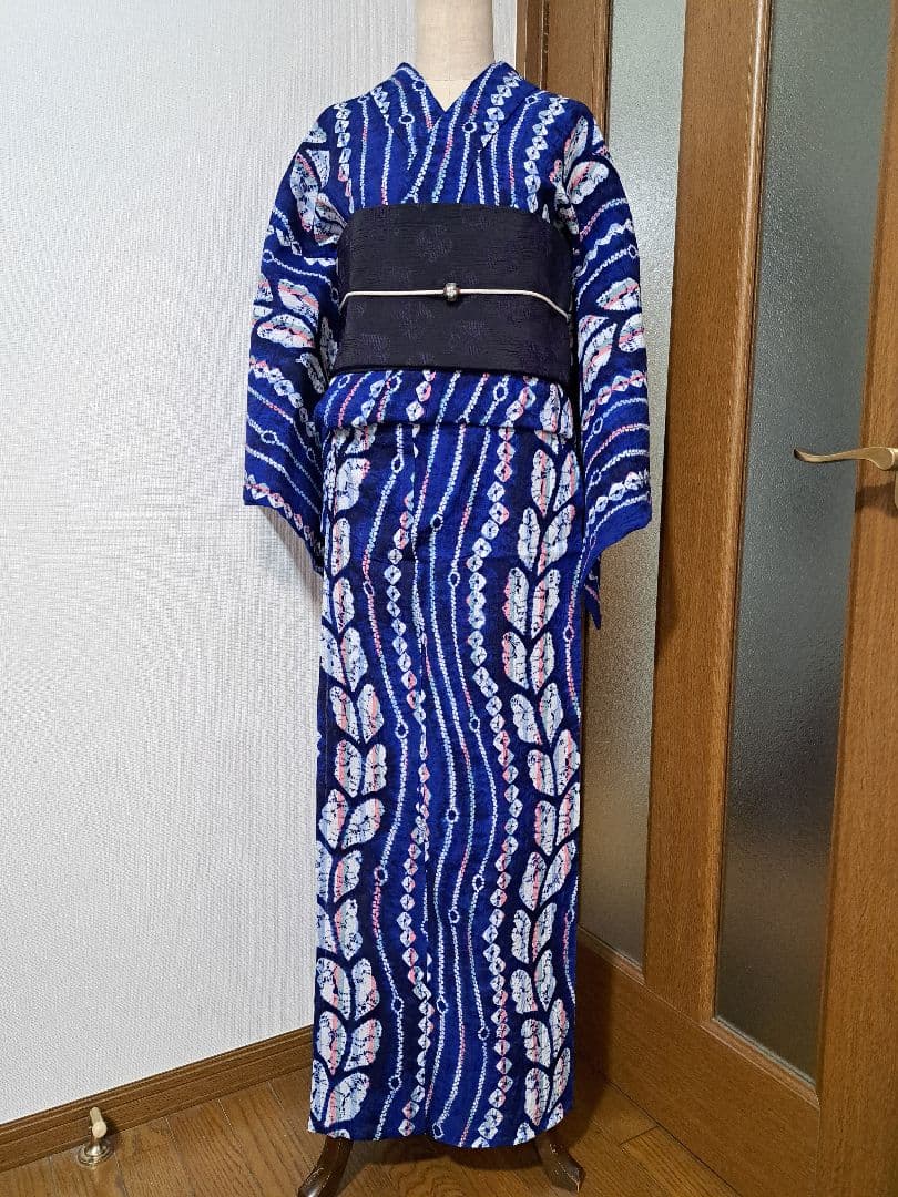 3*m様 絞り浴衣 有松絞り【美品】 藤の花 160/64 手縫い