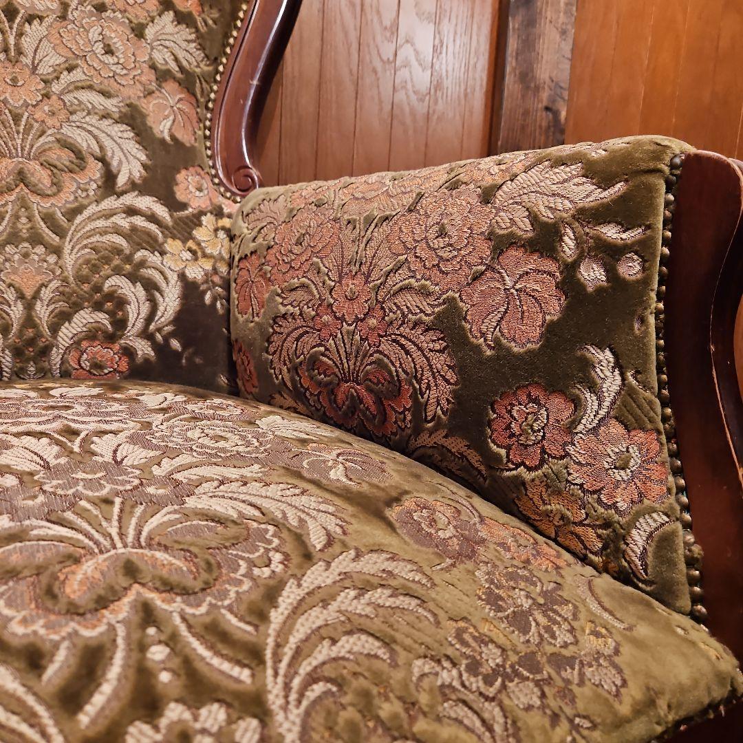 イタリア製 ヴィンテージソファ 金華山織 猫脚ソファ Ｂ パーソナルチェア