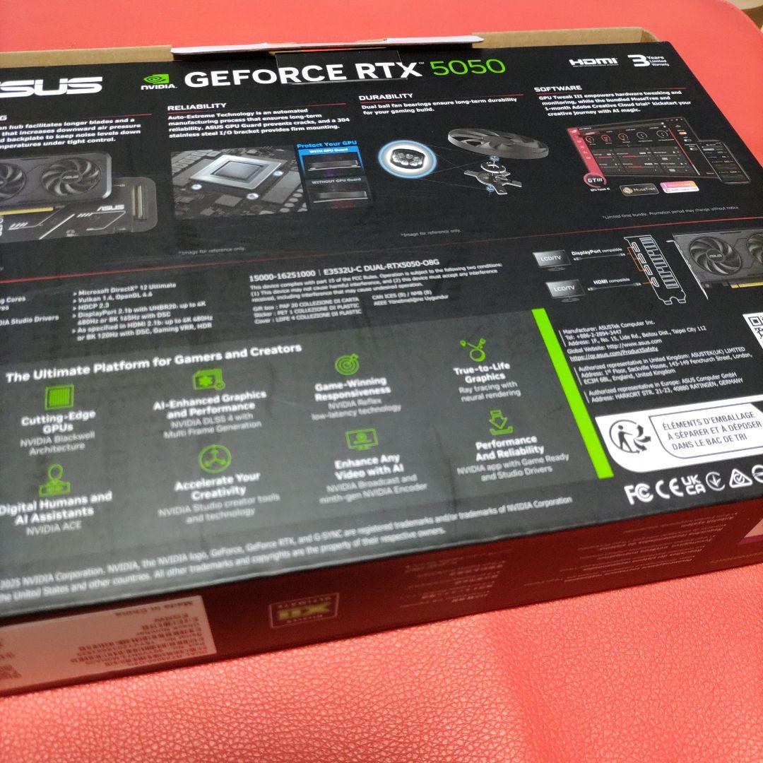 ASUS Dual　GeForce RTX 5050 8GB OC　1年保証