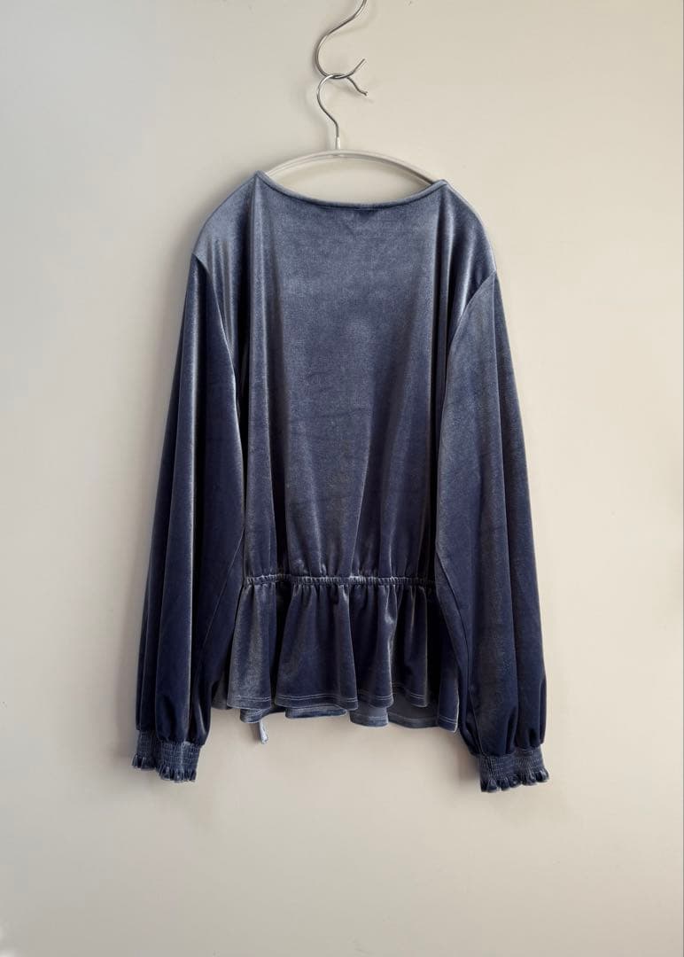 00s カシュクール バルーンスリーブベロアトップス スカイブルー hooked