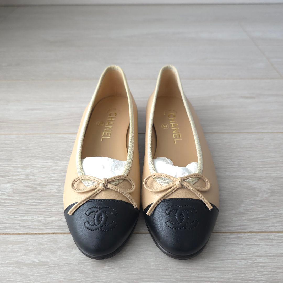 未使用【シャネル】バレリーナ　バレエシューズ　フラットシューズ　35ハーフ