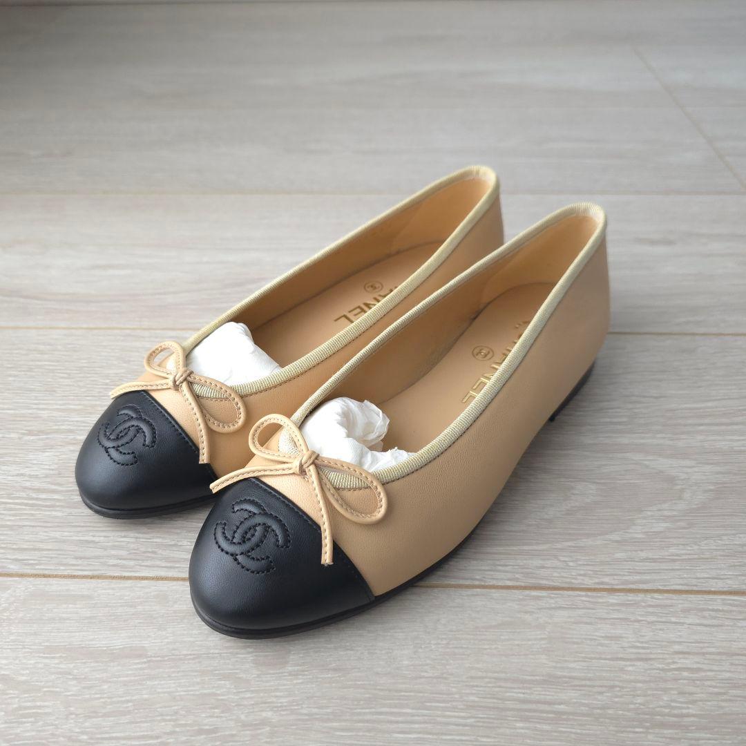未使用【シャネル】バレリーナ　バレエシューズ　フラットシューズ　35ハーフ