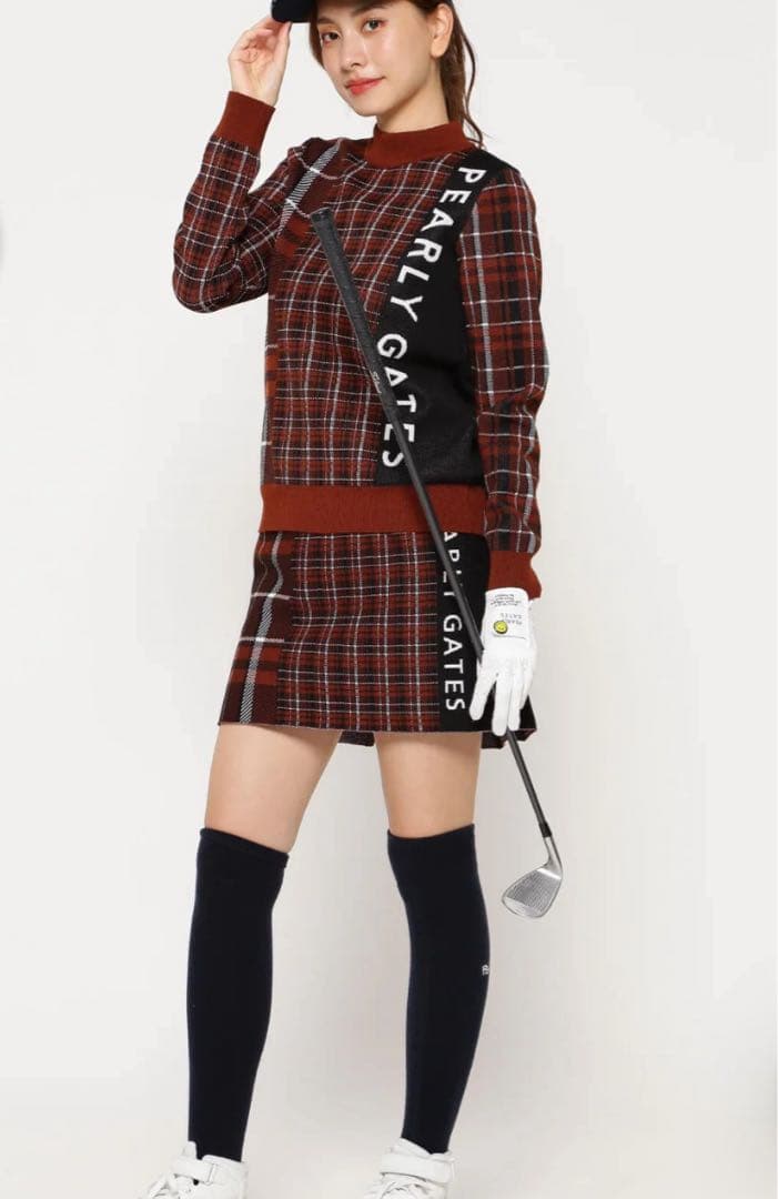 新品　パーリーゲイツ　セットアップ　モックネック　ニット　セーター　スカート　1