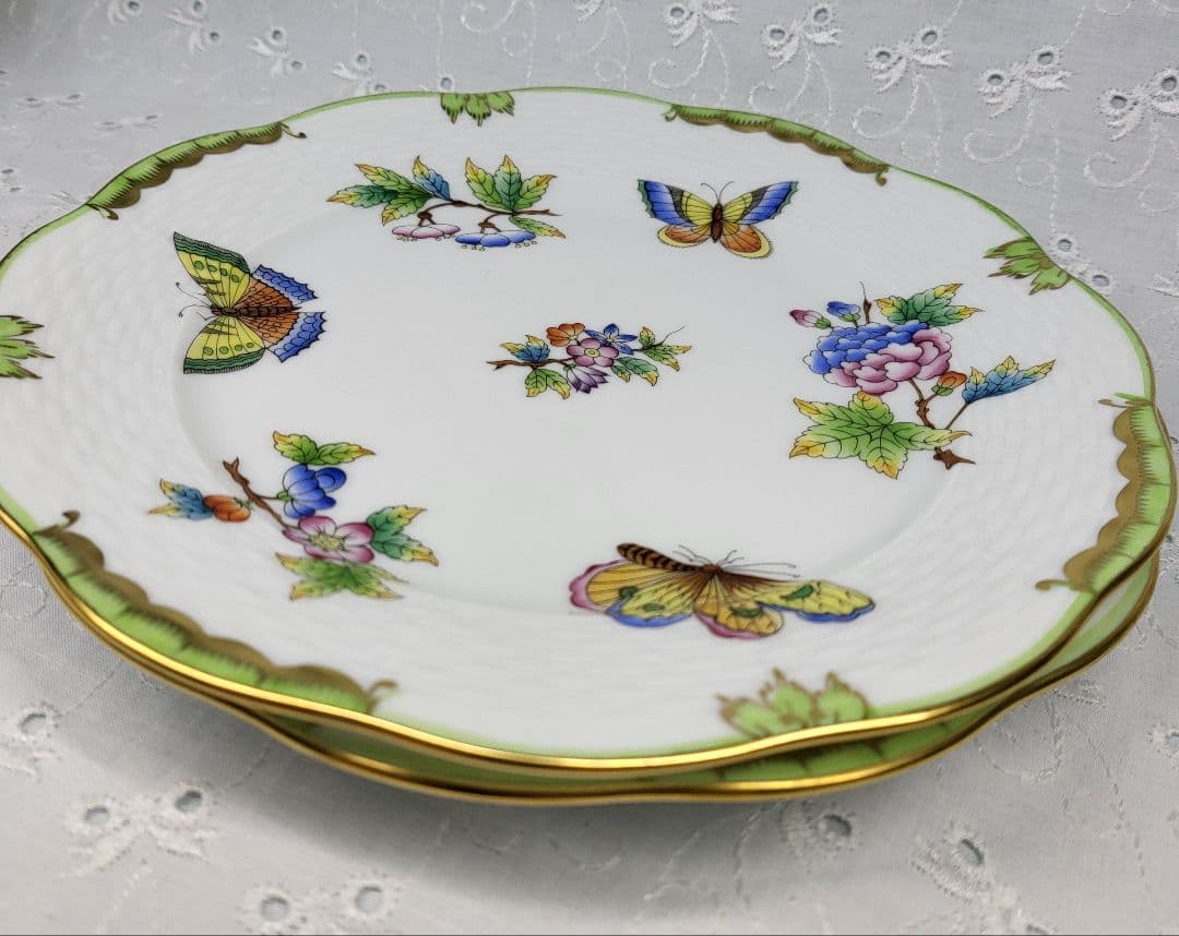 未使用近✨ヘレンド ヴィクトリアブーケ サラダ デザート プレート19 皿花蝶①