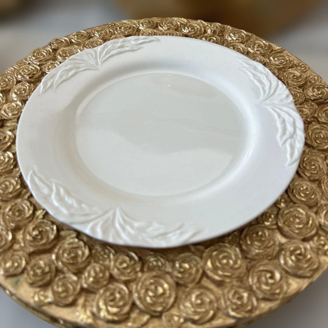 クリスマスプレートセット　 ６枚組　　ゴールド 薔薇模様 アンダープレート